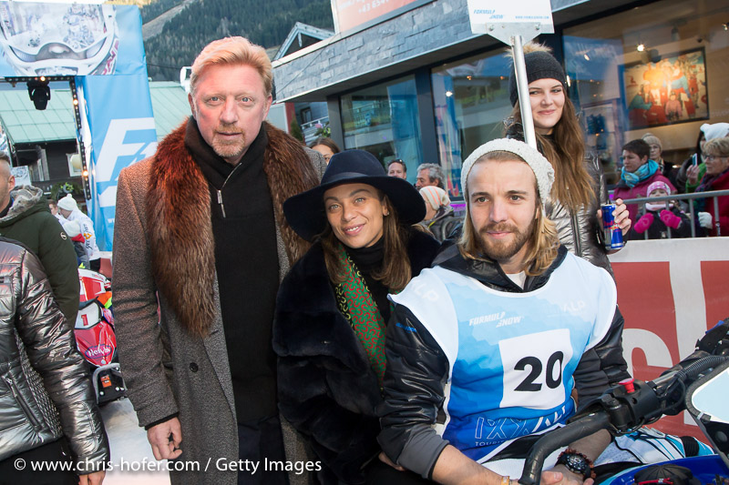 SAALBACH-HINTERGLEMM, AUSTRIA - DECEMBER 05:   Boris Becker with wife Lilly during the third and final day of the Formula Snow 2015 ski opening on December 5, 2015 in Saalbach-Hinterglemm, Austria.  (Photo by Chris Hofer/Getty Images)