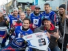 SAALBACH-HINTERGLEMM, AUSTRIA - DECEMBER 05:   KINI Red Bull team members Kristian Ghedina, Kris Rosenberger, Simo Kirssi, Ben Hemingway, Timo Scheider, Andy Meklau and Heinz Kinigadner during the third and final day of the Formula Snow 2015 ski opening on December 5, 2015 in Saalbach-Hinterglemm, Austria.  (Photo by Chris Hofer/Getty Images)